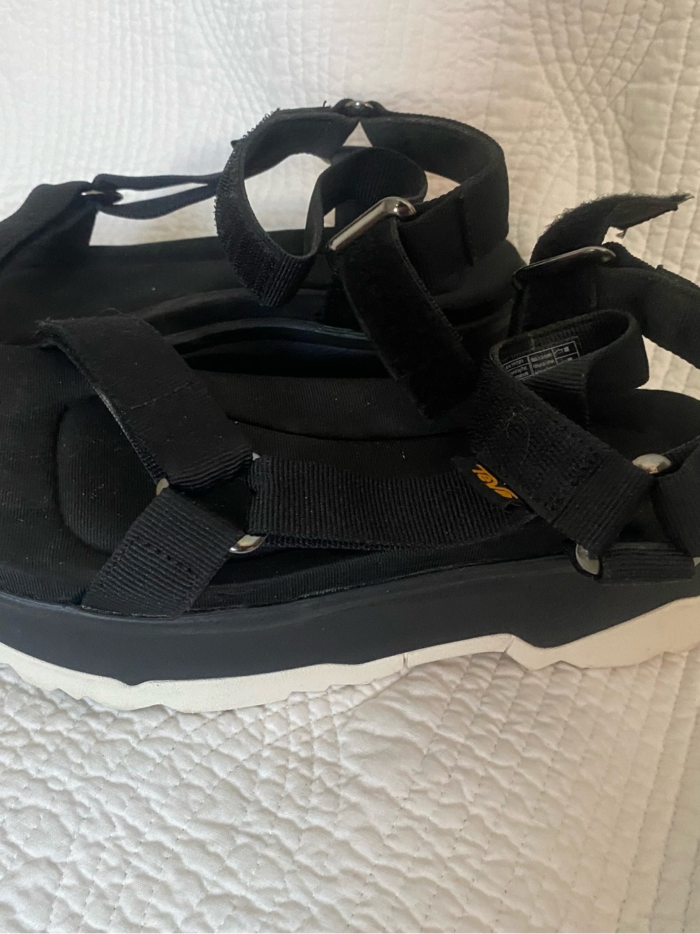 Teva Black Platform Sandals with White Sole